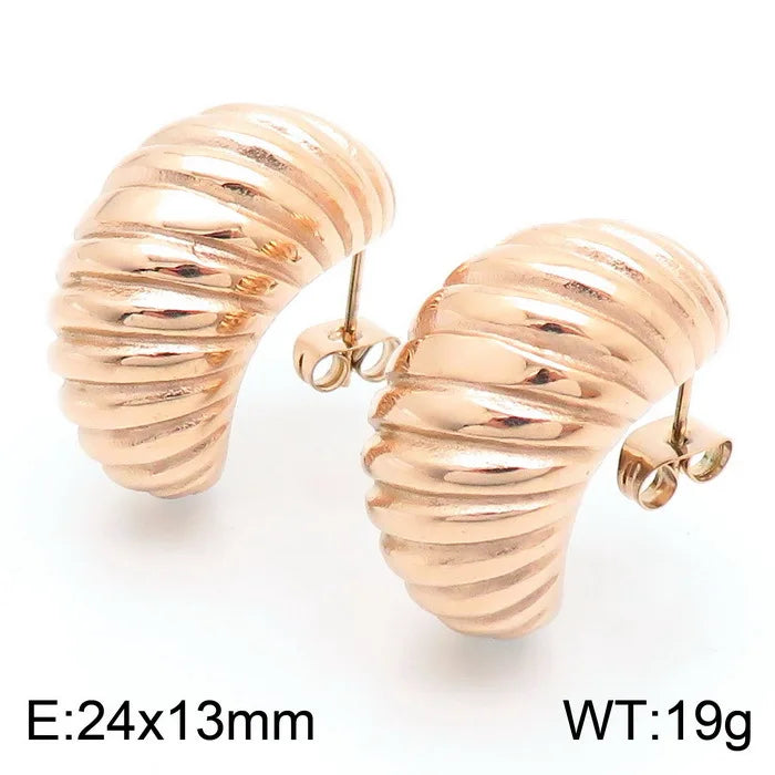 REBEL High-quality Fashion Chubby Water Drop Stainless Steel Hollow Earrings Necklace Charm Temperament Jewelry Set