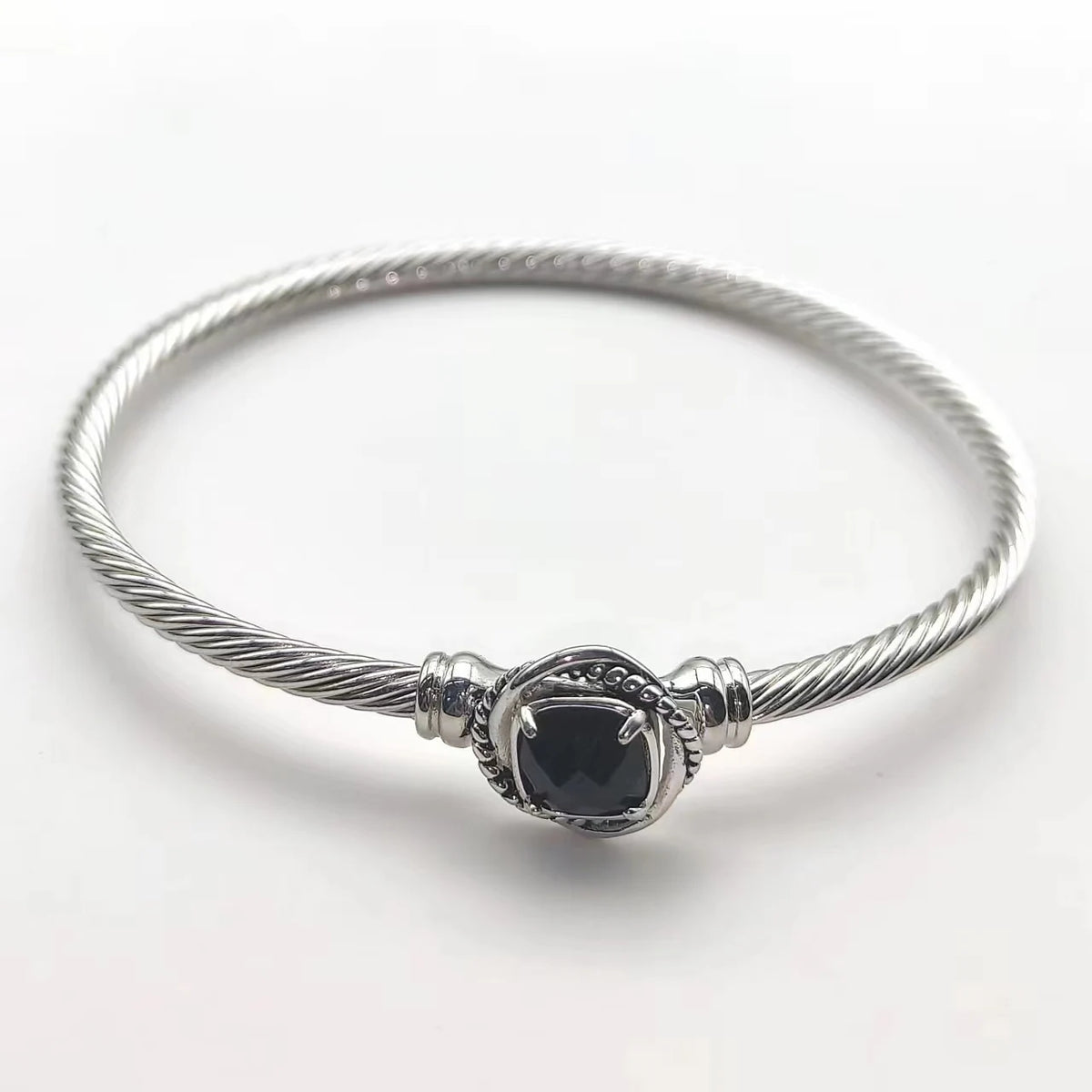 FASHIONISTA DY High-Quality Silver-Plated 3mm Square-Cut Diamond Bracelet, Colored Diamond Bracelet, Jewelry