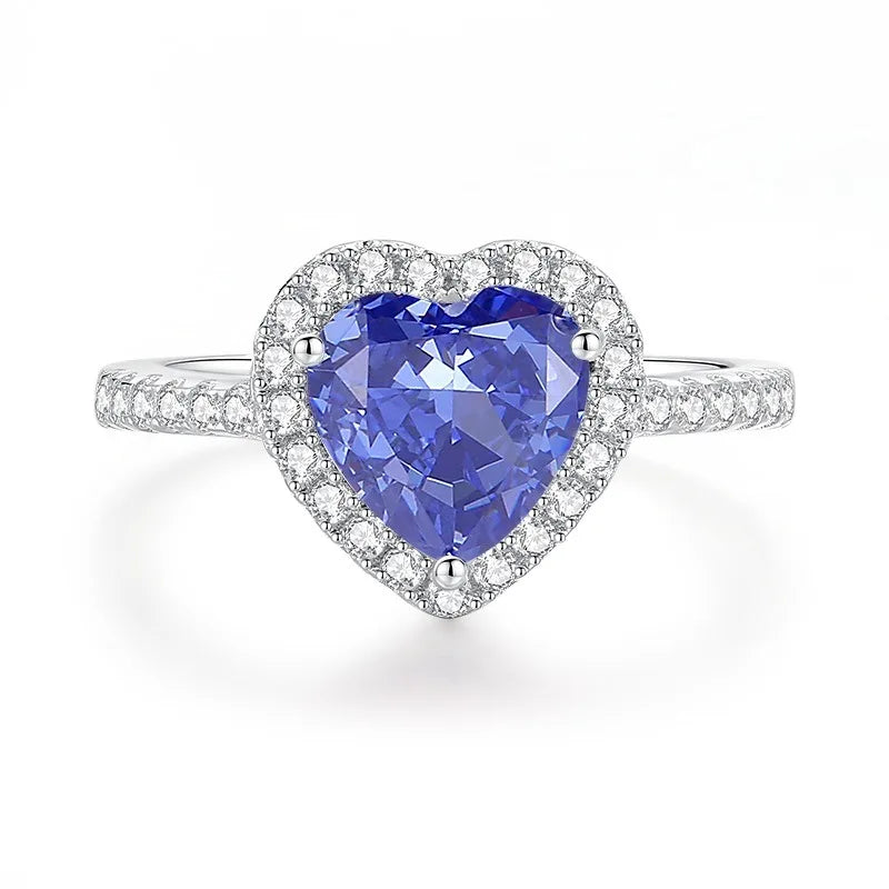 Factory Direct Women 925 Sterling Silver Sapphire Iced Out Blue 5A 8A Zirconia Ring Engagement Wedding Ring Jewelry Manufacturer