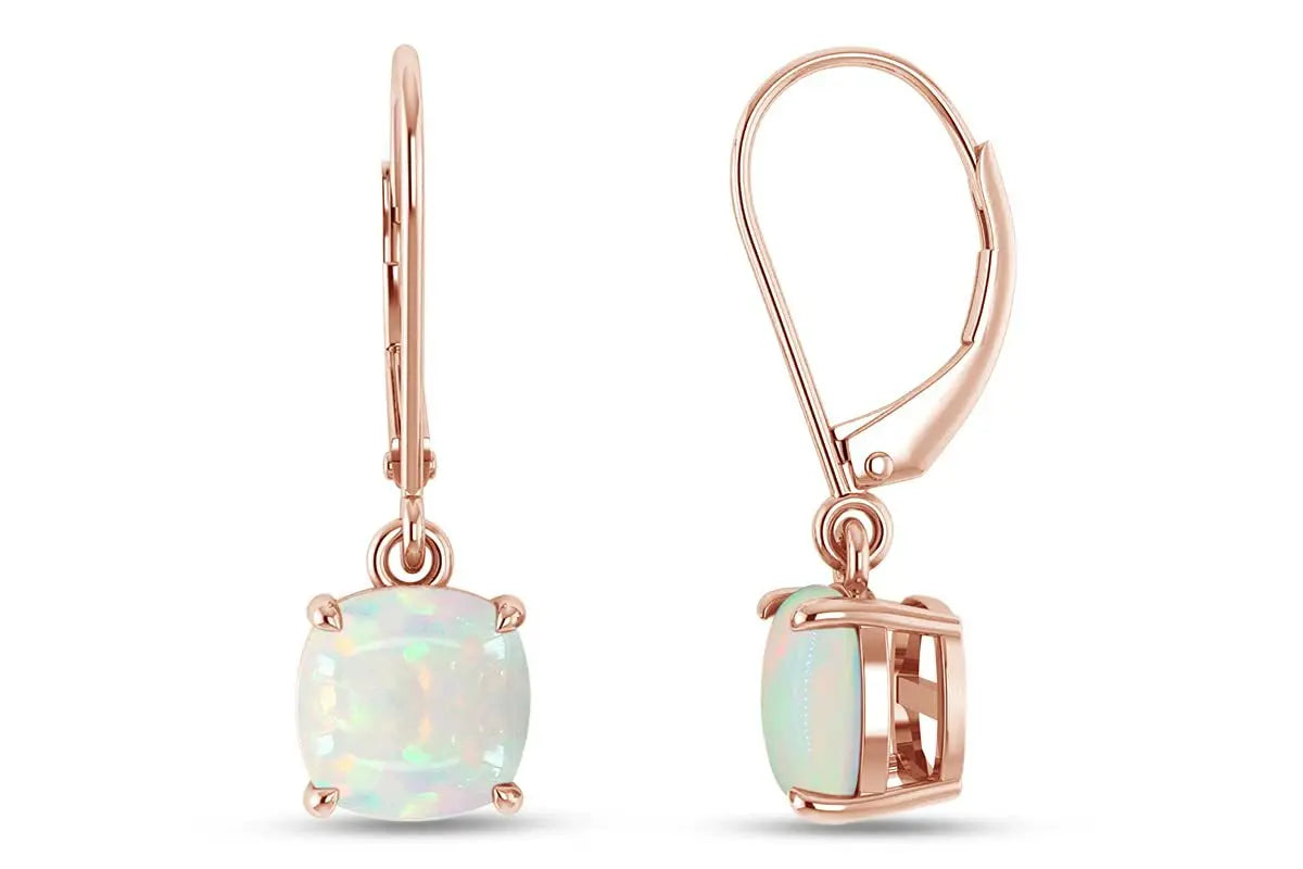 Bestselling Brass Rose Gold Square Opal Silver Plated Pendant Earrings Bohemian Christian Style Dainty Single Stone Gift