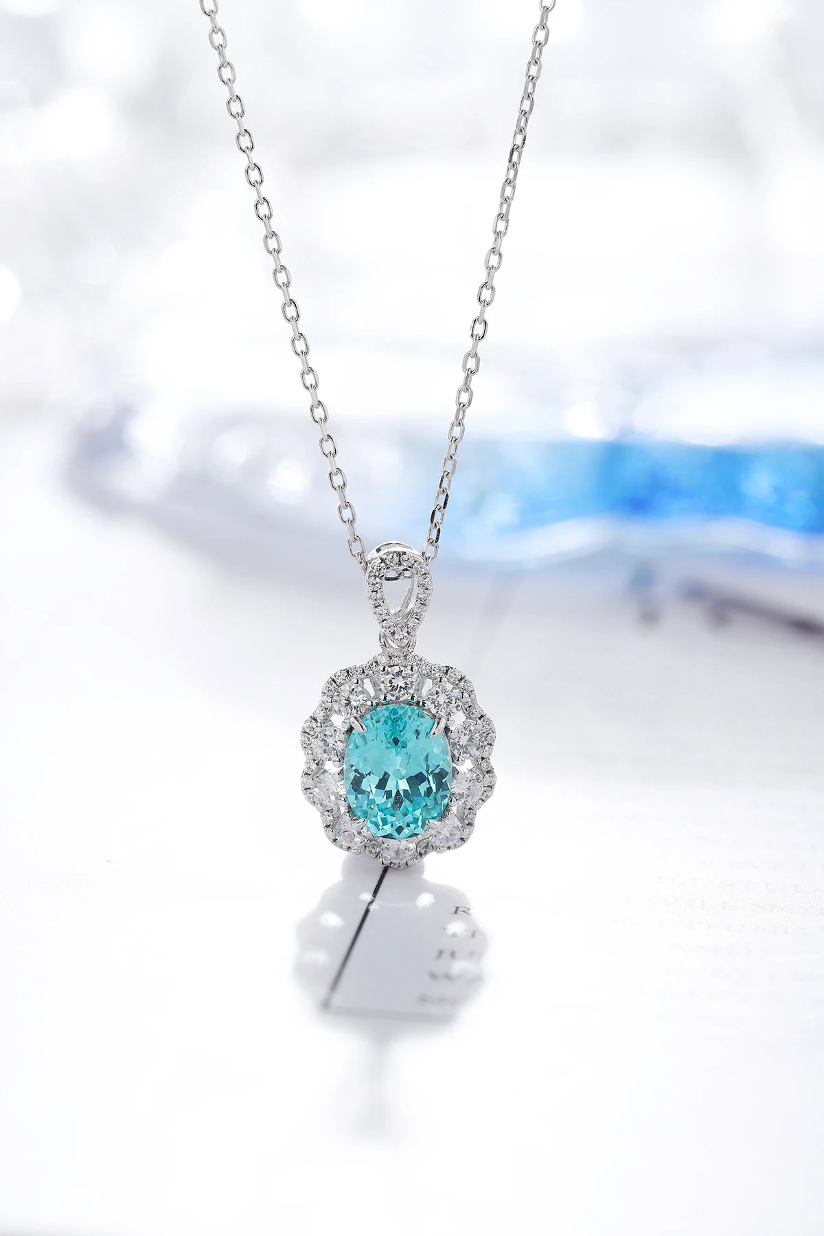 Gemfiori Anster 925 Sterling Silver High-quality Cultivated Paraiba Necklace - Suitable for Parties or As a Gift