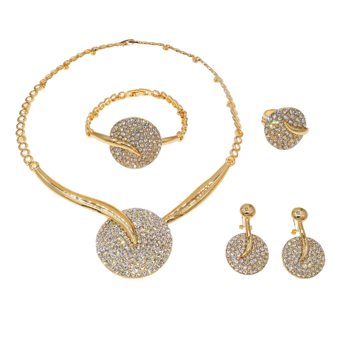 Zhuerrui Customized African Gold Jewelry Sets Simple Silver Bead Necklace Jewelry Set High Quality Bridal Wedding Gift HC23192