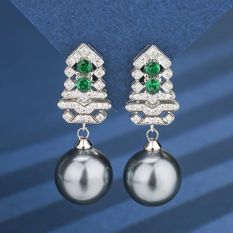 Gemfiori French Retro Pearl Earrings Fashionable Gentle High-end Temperament Niche Design Pendant Jewelry Set