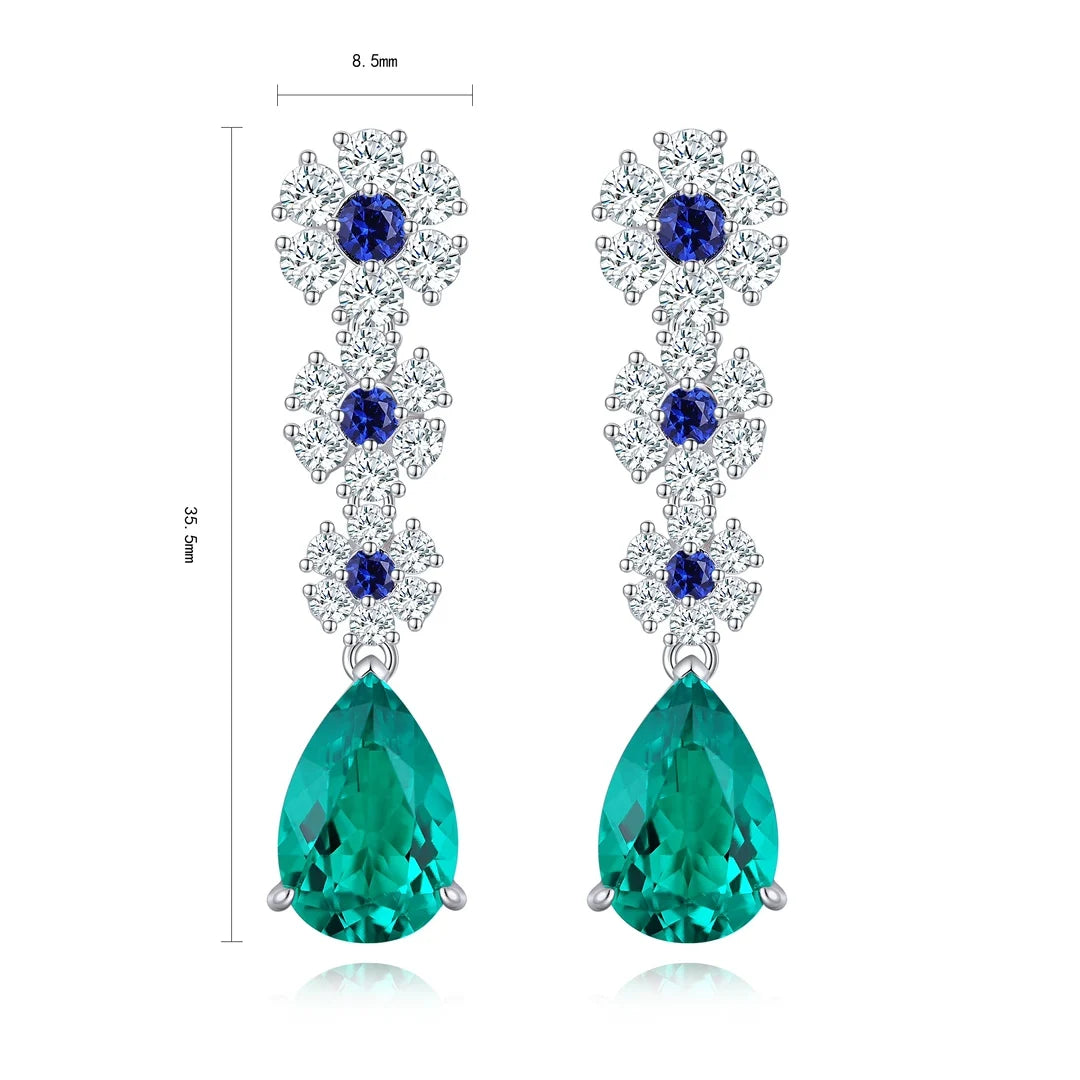 Gemfiori Anster High Quality S925 Lab Grown Emerald Earring Stud Dainty Gemstone Stud Earrings for Women Daily Wear Gift