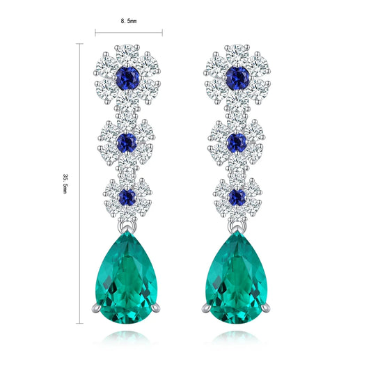 Gemfiori Anster High Quality S925 Lab Grown Emerald Earring Stud Dainty Gemstone Stud Earrings for Women Daily Wear Gift