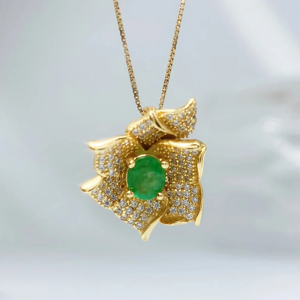 Gioiellieri Natural Emerald Jewelry with S925 Sterling Silver Pendant Necklace for Women May Birthstone Fine Jewelry Anniversary Luxury Gift