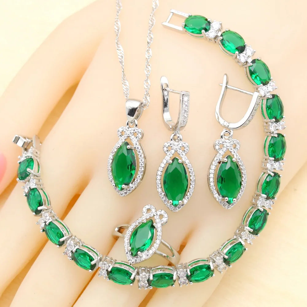 XOTICA 2022 New Classic Purple Crystal Jewellery Sets for Women Zircon Open Ring Pendant Necklace Bracelet Earrings for Wedding Party
