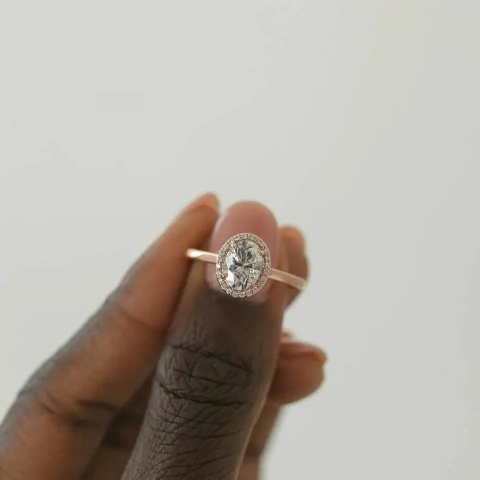 Oval Cut Prong Setting Solitaire Diamond Engagement Ring 14k/18k Gold Cute Unisex Big Natural Diamond Certified Ring