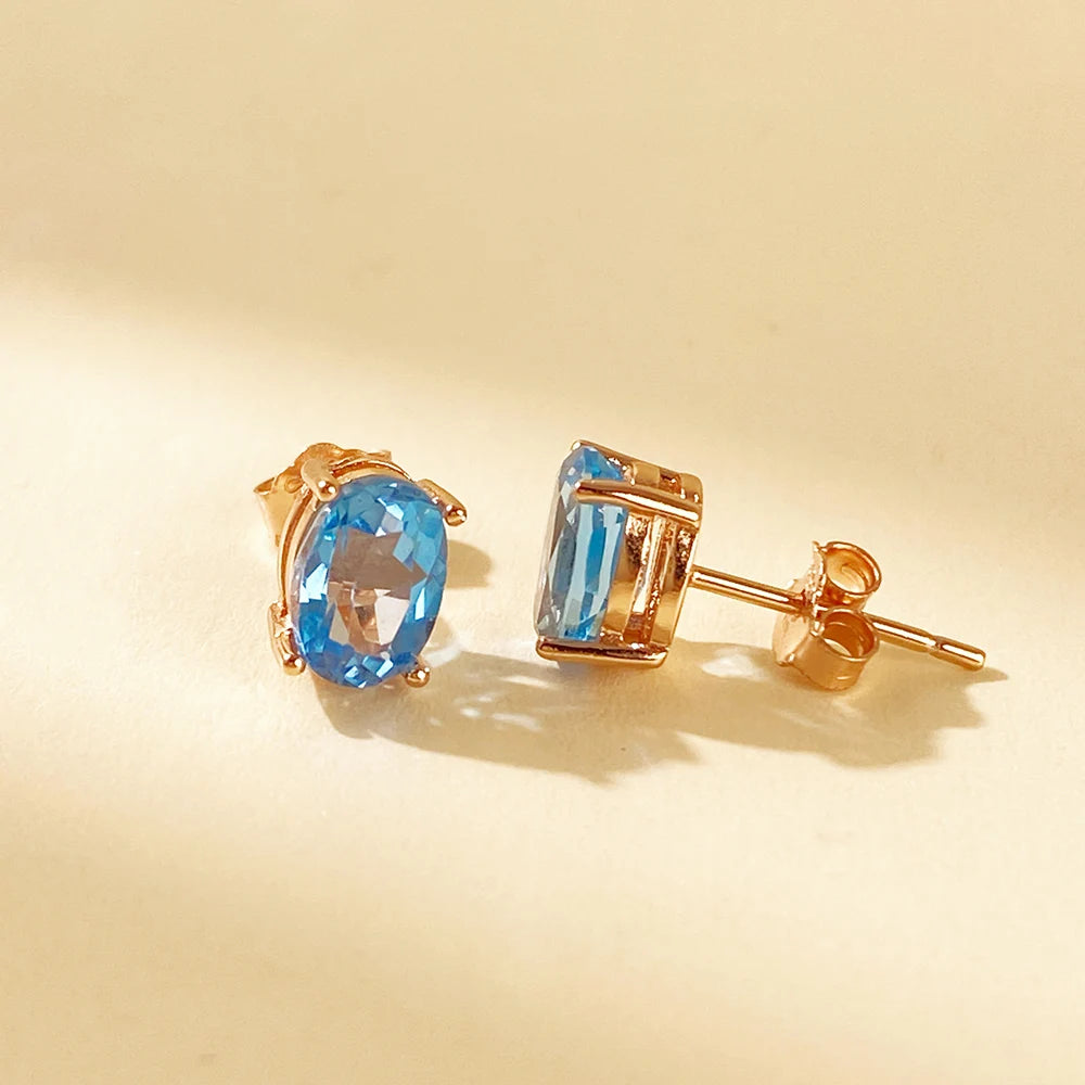 Gioiellieri 925 Sterling Silver Natural Stone Luxury Stud Earrings Gold Rhodium Plated Hypoallergenic Women's Jewelry for Wedding