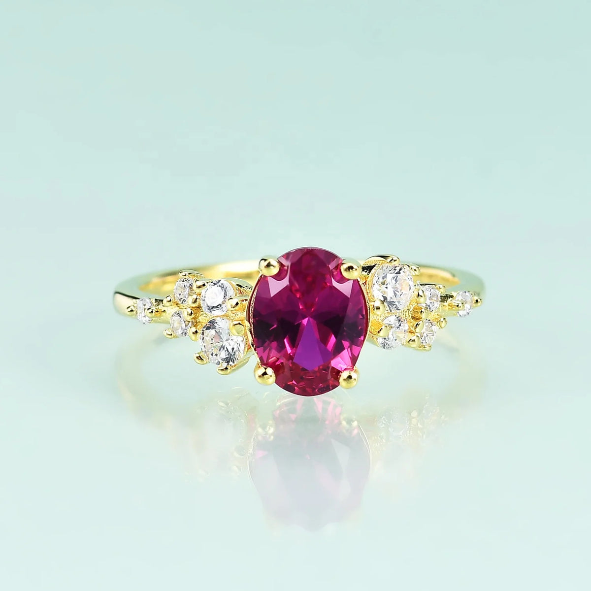 ArtistA Abiding Delicate Fine Jewelry Rose Gold Plated Pinkish Red Lab Grown Ruby Gemstone 925 Sterling Silver Ring for Women Wedding