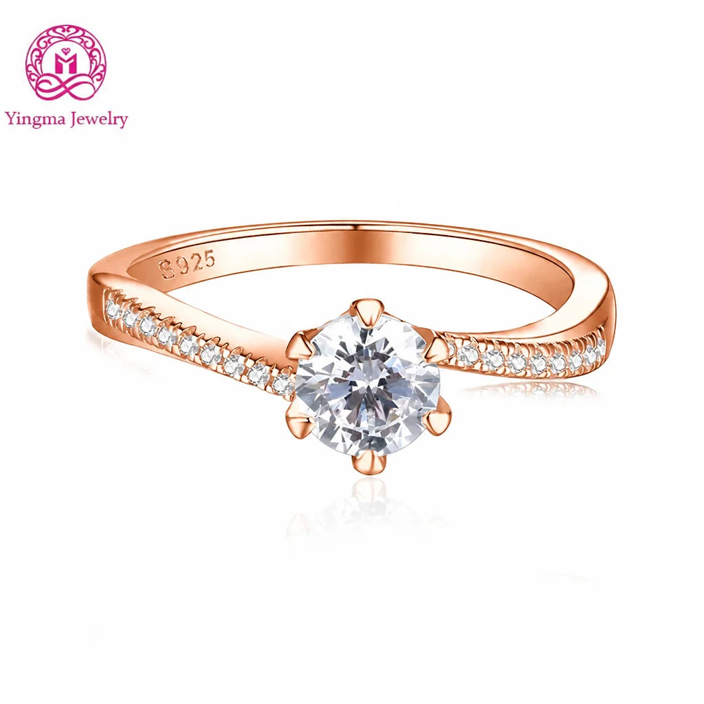 Gioiellieri Timeless Six Prong Lab Grown Diamond Ring 0.5ct D VVS1 9K 10K 14K 18K White/Yellow/Rose Gold PT950 Women Daily-Wear Jewelry
