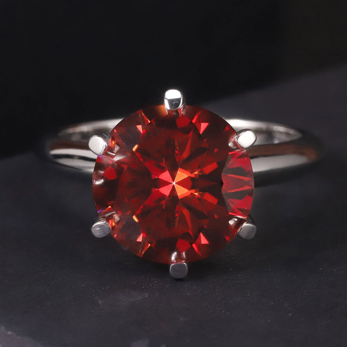 REDheart M03J Abiding Real 925 Sterling Silver 11MM Big Gemstone DEF VVS 5 Carat Colored Moissanite Women's Ring