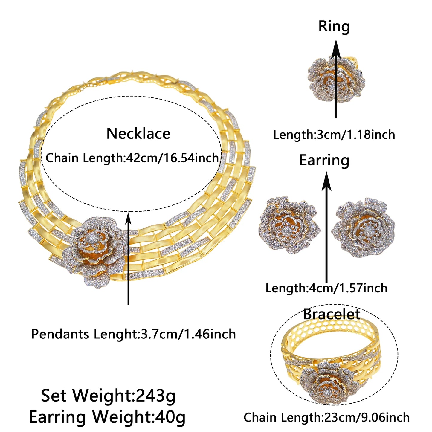 Zhuerrui New Design Sense Jewelry Set American High-end Diamond Series Ladies Classic Inheritance Wedding Four SetsHZ24013224