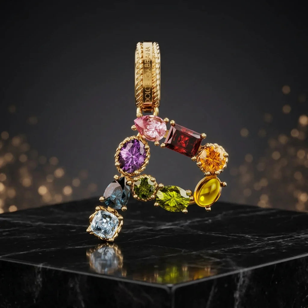Gemfiori 18K Gold Pendant Necklace With Multicolor Gemstones Luxury Women Jewelry