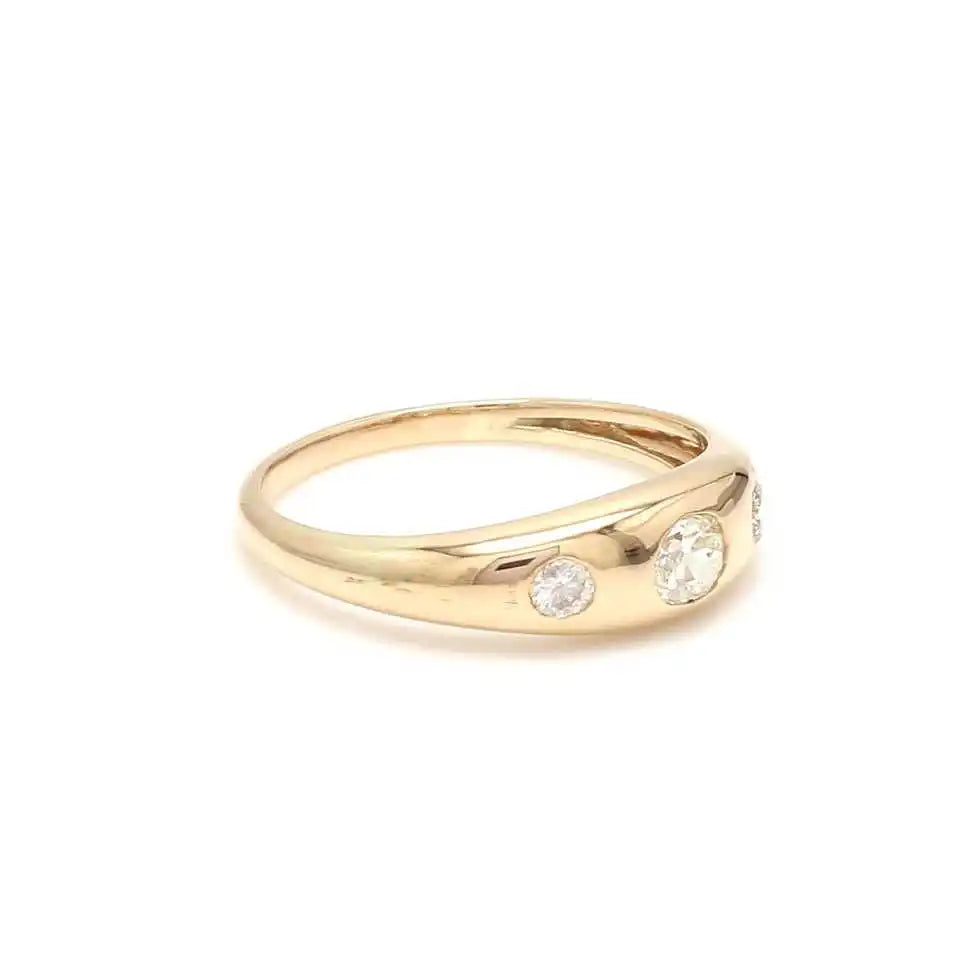 Luxury 14k Pure Gold Oval Cut Three Diamonds Rhodium Plated Karat Certified Hand Crafted Signet Promise Rings Women Wholesale