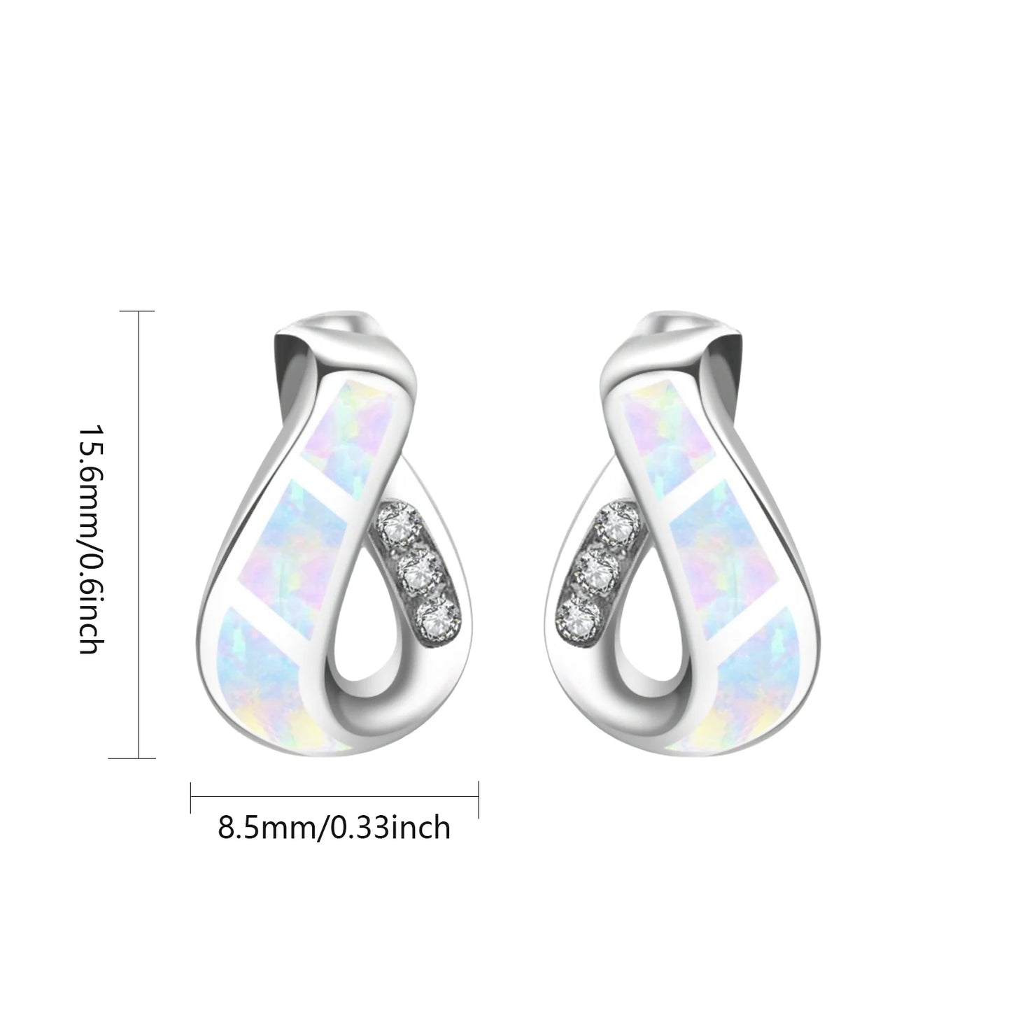 Trendy Dainty Brass Silver Plated Opal Geometric Pendant Earrings Cute Fairy Inspired Christian Gift Jewelry Bulk Supply for