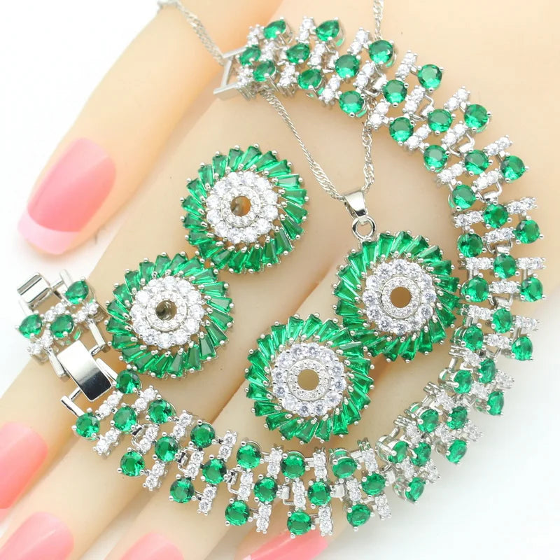 XOTICA 2022 Luxury Silver Jewelry Set for Women Blue Zircon Stones Bracelet Earrings Necklace Pendant Ring for Wedding Birthday Party