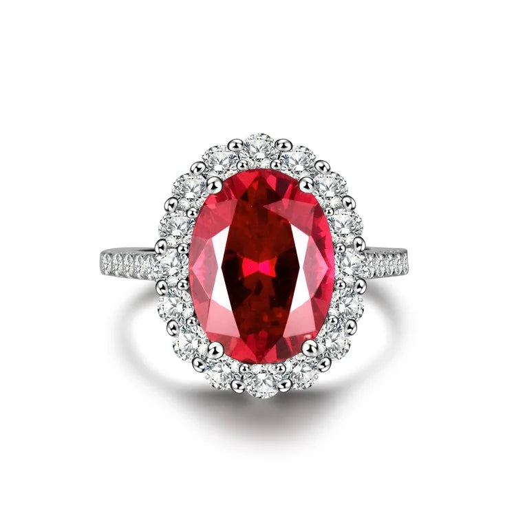 Wholesale Custom 925 Sterling Silver Ruby Rings Women Anniversary Wedding Red 5A 8A Zirconia Rings Jewelry Supplier Manufacturer