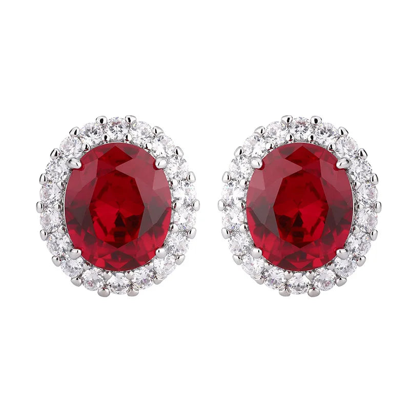 Gemfiori Fashionable Light Luxury Minimalist Jewelry Sunflower Inlaid with Red Zircon Pendant Niche Design Retro Jewelry Set