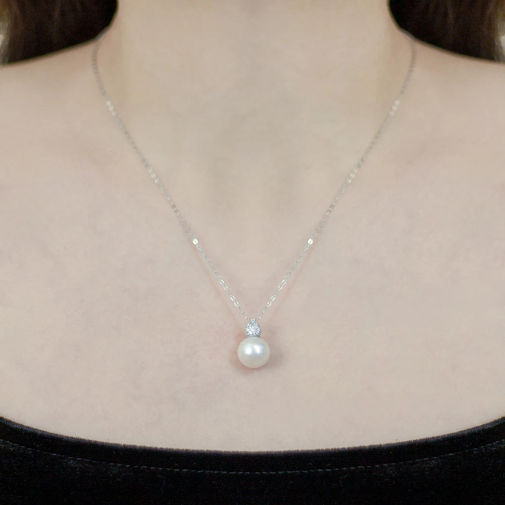 Akoya Pearl Silver Necklace AAAAA Natural Seawater Round Pearl Necklace 925 Silver Jewelry Fashion Necklace