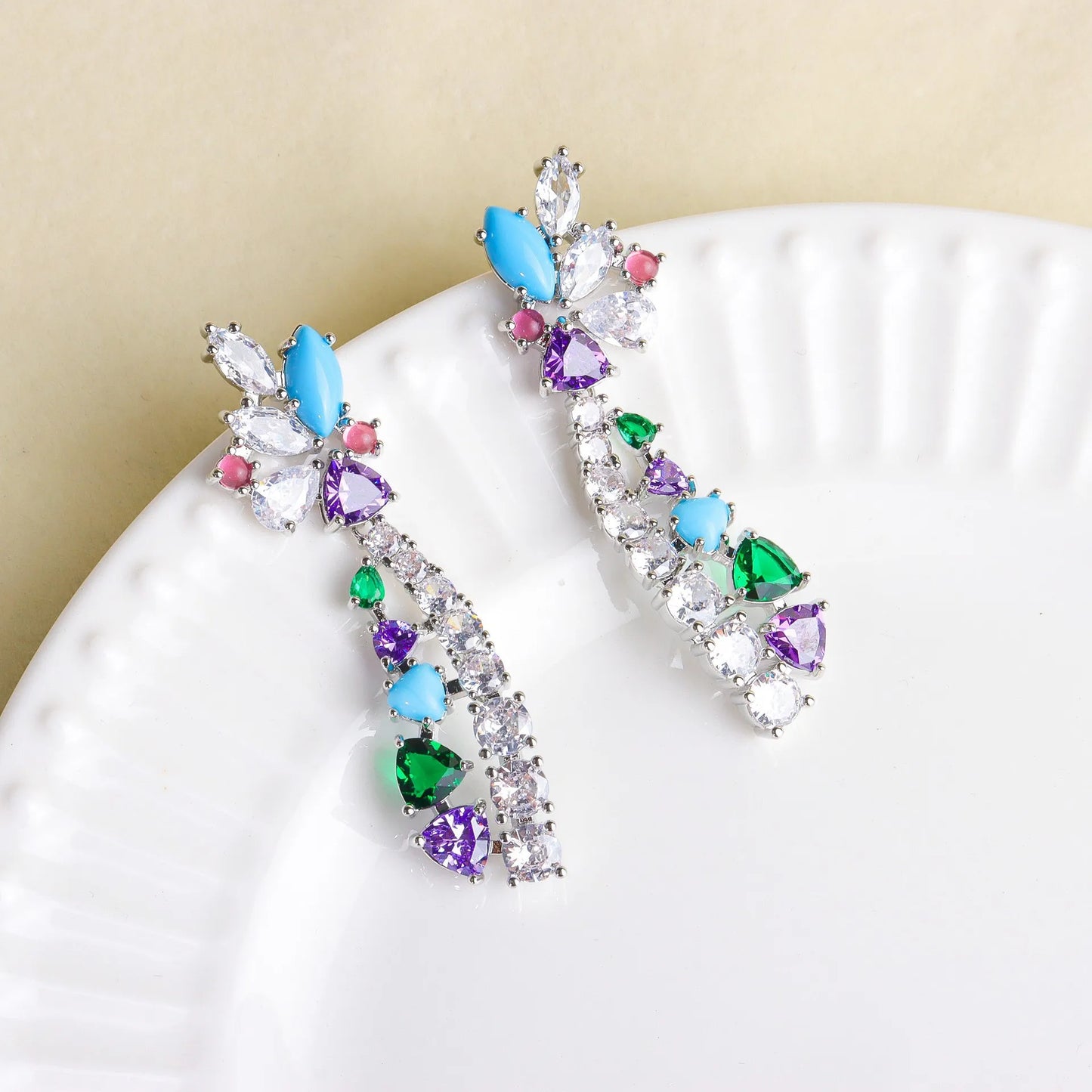 High Quality Fashion Wedding Jewelry Sets Handcrafted Zirconia Full Paved Necklace Earring Sets for Parties