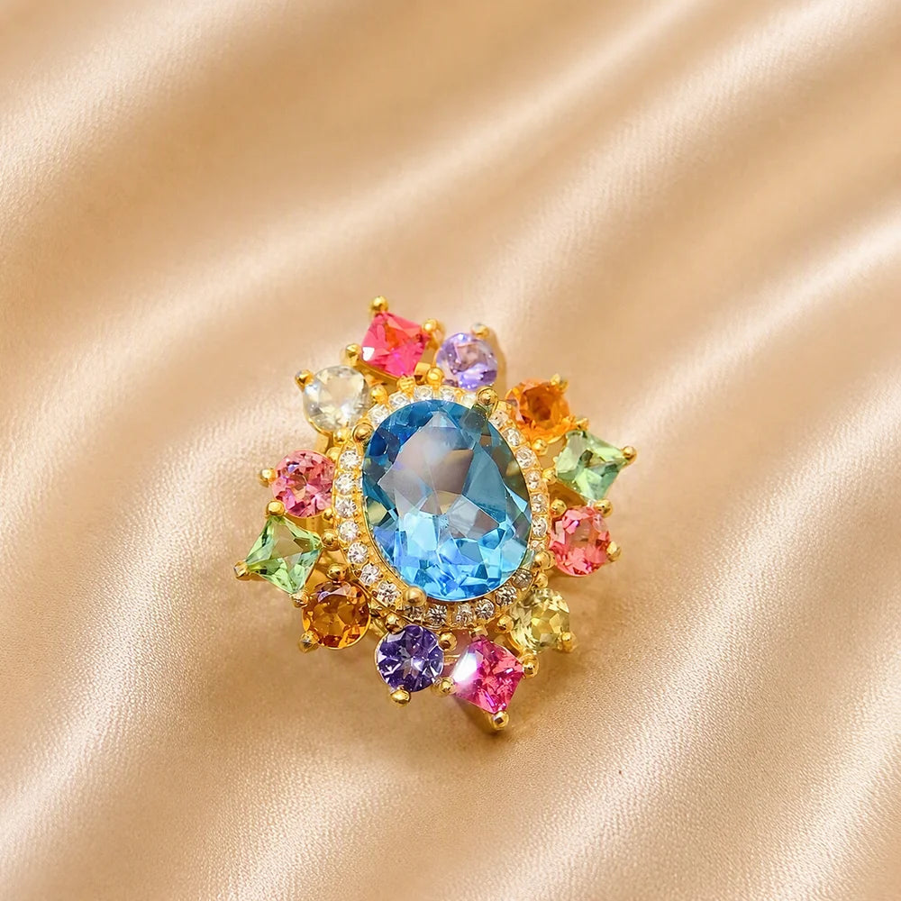 Gioiellieri Natural Swiss Blue Topaz Ring 925 Sterling Silver, Oval Cut Blue Topaz Ring, High Polish Fine Jewelry for Women