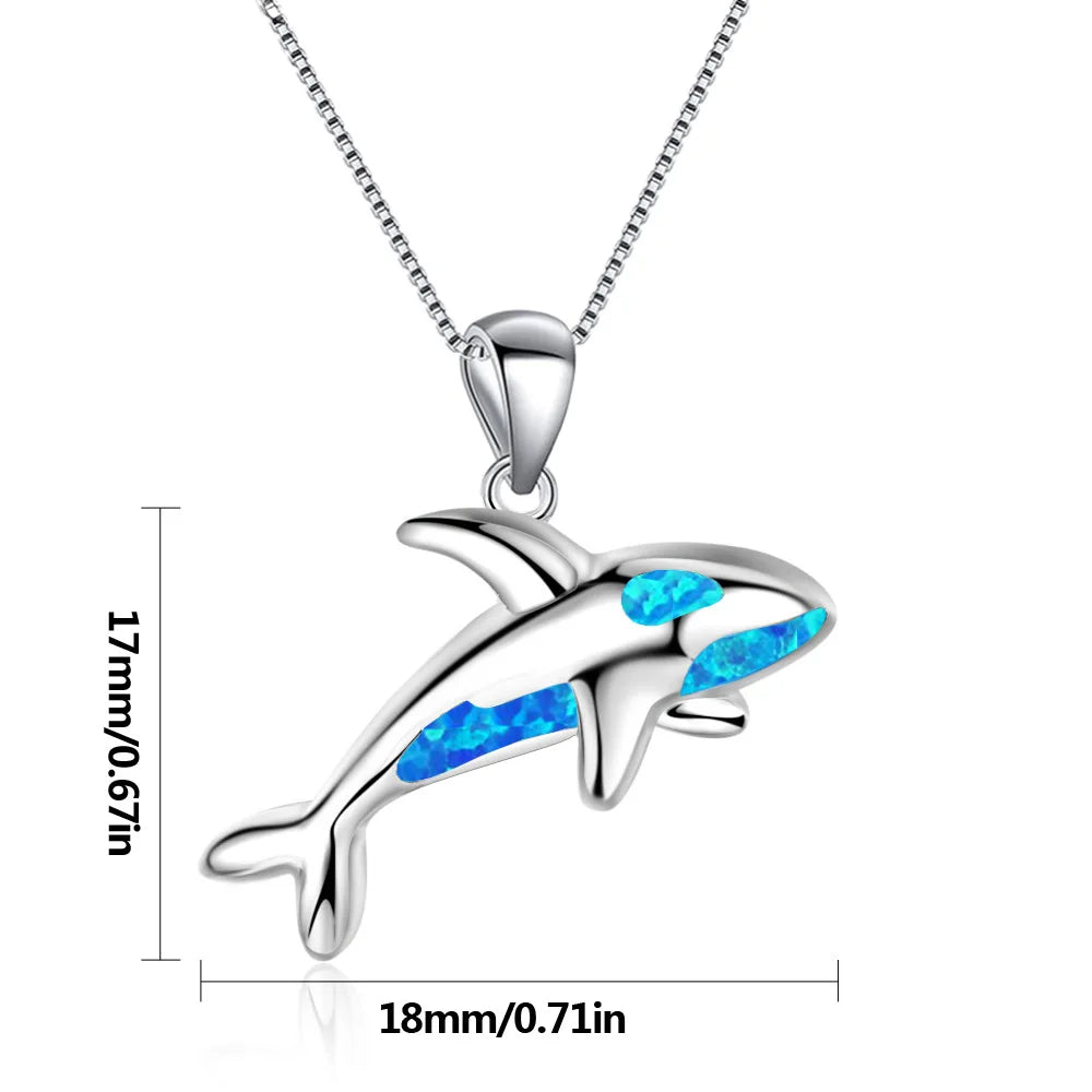 Aobao Whale Necklace, Whale Pendant, Sweater Chain, Opal Necklace
