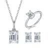 ArtistA Modern Minimalist Style 925 Silver Moissanite Necklace Ring Earrings Solitaire Jewelry Set for Fashionable Everyday Workwear