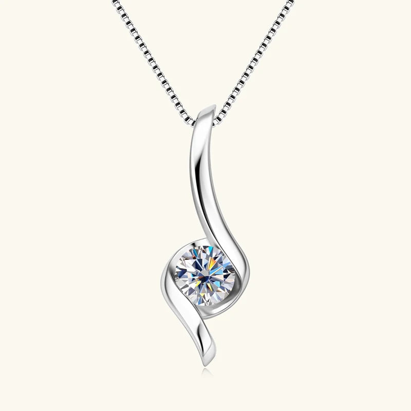 Hot Selling Fashion Jewelry Sets Love Couple 925 Silver Eternal 6.5mm 1ct  Moissanite Infinity Twist Pendant Necklace for Women