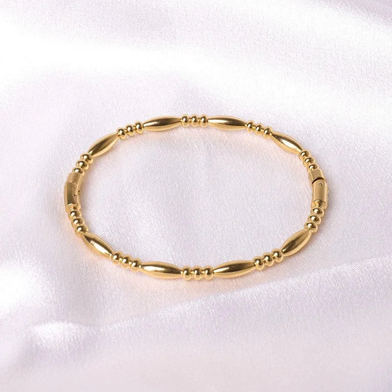 REBEL Stainless Inoxydable Stainless Steel 18K Gold Plated Roman Women Fashion Jewelry Bracelets Bangles