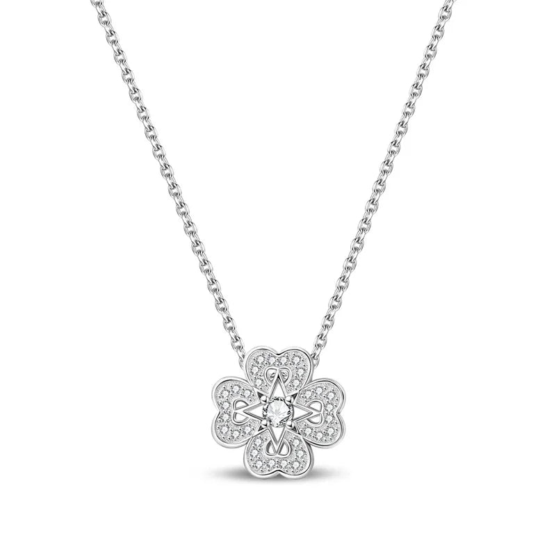 S&S Four Leaf Clover Zircon & Enamel 925 Silver Jewellery | Rings, Earrings, Bracelet & Pendant | S&S Collection