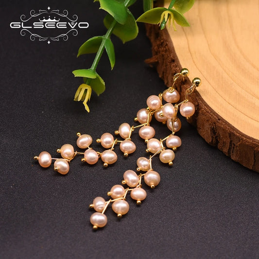 Natural Freshwater Pearl Handmade Long Tassel Drop Earrings for Women Engagement Fine Jewellery Joyero