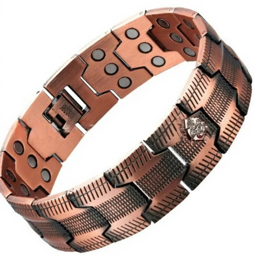BioMagnetic Jewelry Classic Geometric Anniversary Vintage Solid Copper Magnetic Bio Bracelet Wristband for Unisex
