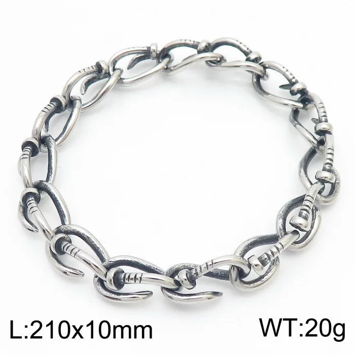 KALEN Unisex Fine Jewelry Fashion Bracelets Punk Stainless Steel Twisted Nail Links Bracelet Women