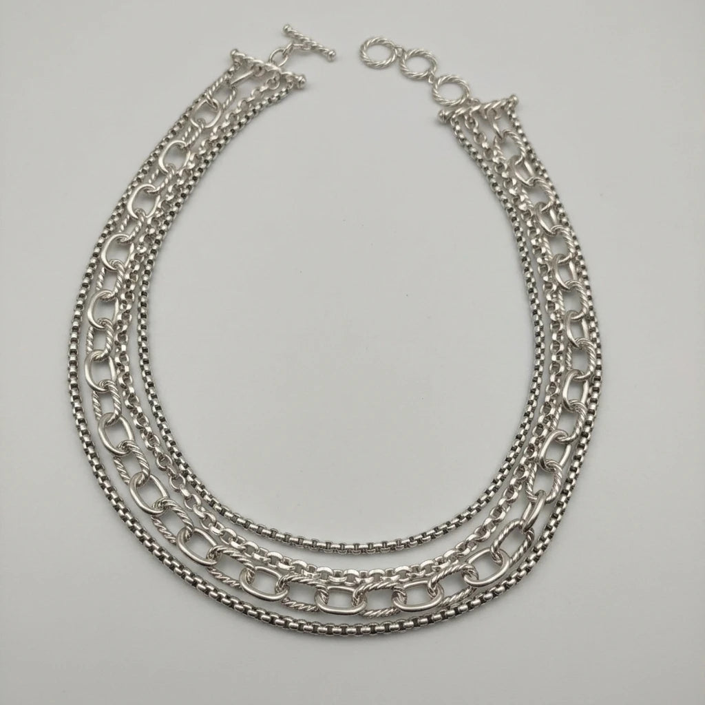 REDheart DY High-Quality Silver-Plated 29mm Multi-Chain Diamond Necklace. Gold-Plated Diamond Necklace. Jewelry .