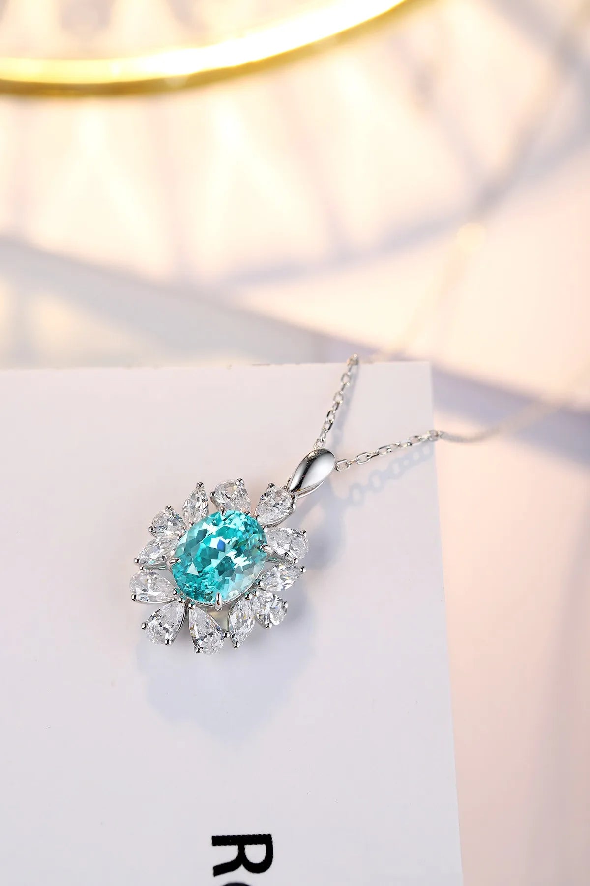 Gemfiori Anster 925 Sterling Silver High-quality Cultivated Paraiba Necklace - Suitable for Parties or As a Gift