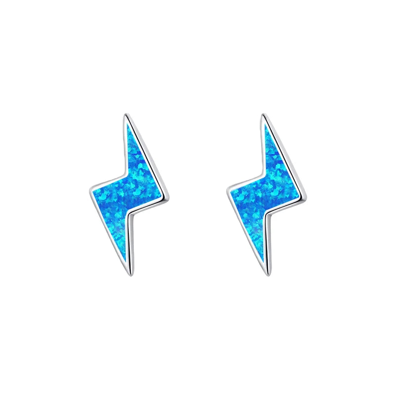 Whimsical Paw Print Opal Lightning Earrings - Full Blue Fire Opal Inlaid Design | Pet-Lover Jewelry Bulk Gifts