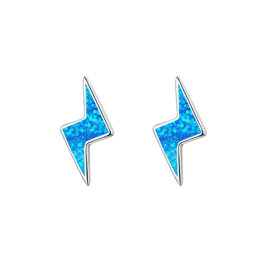 Whimsical Paw Print Opal Lightning Earrings - Full Blue Fire Opal Inlaid Design | Pet-Lover Jewelry Bulk Gifts