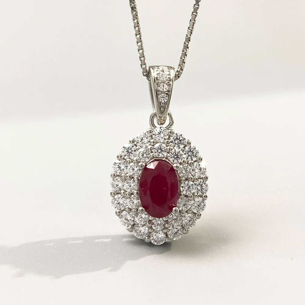 Gioiellieri Heart Ruby Pendant with Natural Red Gemstone for Women 925 Sterling Silver July Birthstone Fine Jewelry Romantic Anniversary
