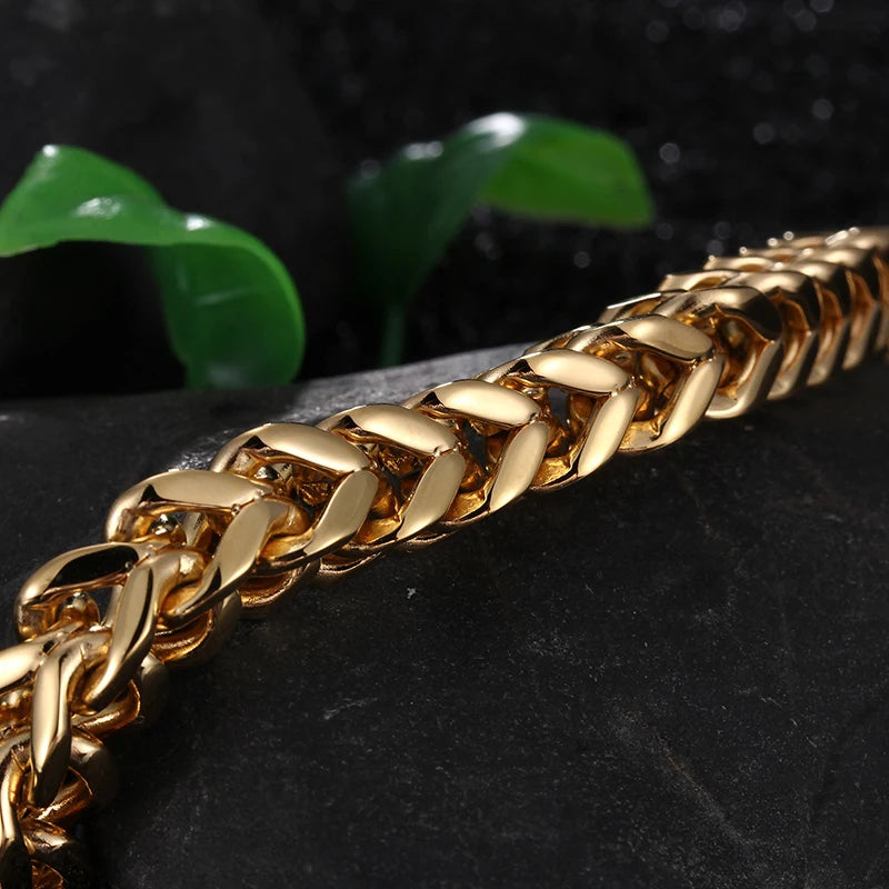 KALEN Fashion Jewelry Stainless Steel 18K Gold Links Chain Bracelet for Men
