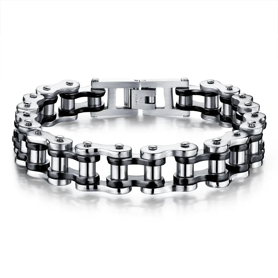 REBEL GOLDIX 316L Stainless Steel Punk Biker Bracelet for Men Fashion Charm Bike Bicycle Chain Hombre Pulsera Acero Inoxidable