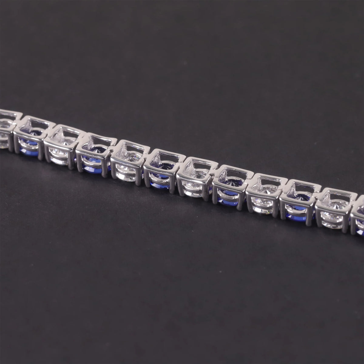 Gemfiori Abiding Customization 3mm 4mm 5mm 6.5IN 7IN 7.5IN 925 Silver Bracelets Lab Grown Sapphire & Moissanite Diamond Tennis Bracelet