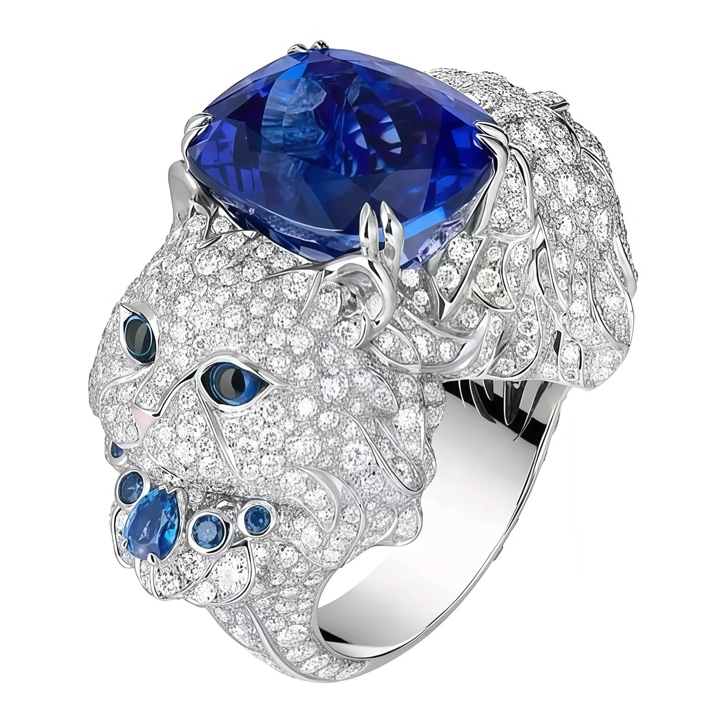 MUSHAN Jewelry Factory s 925 Sterling Silver Ring High Carbon Diamond Cute Cat Sapphire Luxury Designer Jewelry Rings for Women