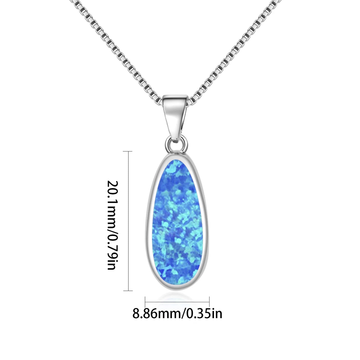 Tiktok Ins Hot Trend Blue Copper Opal Water Drop Necklace-Dainty Silver Plated Chains Pendant Jewelry for Women's Anniversary