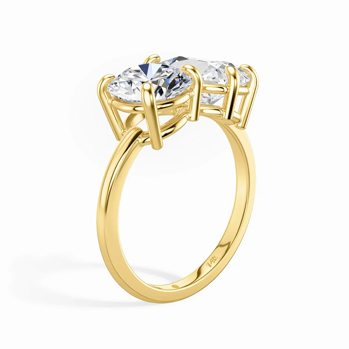Gioiellieri Elegant 14K Gold Moissanite Diamond Ring Pass Diamond Tester Pear Heart Cut with Two Stones Unique Design for Women
