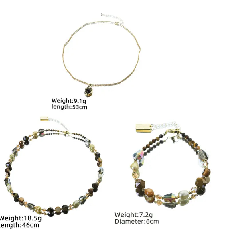 Natural Pearl Tiger Eye Stone Pendant Bracelet Set of Three New Design Creative Set for Banquet Gifts Women's Jewelry GS0219