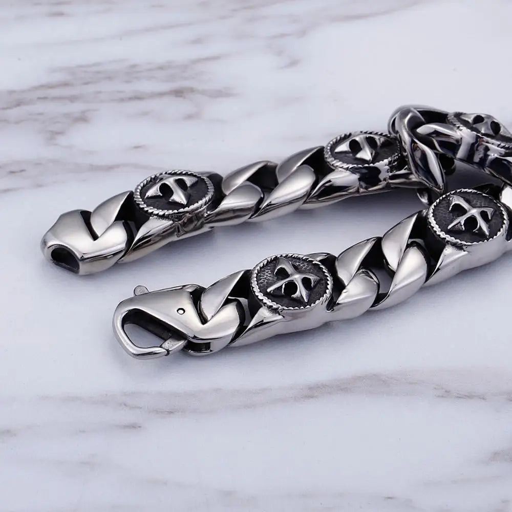 KALEN Stainless Steel Silver Cross Fashion Bracelets for Men