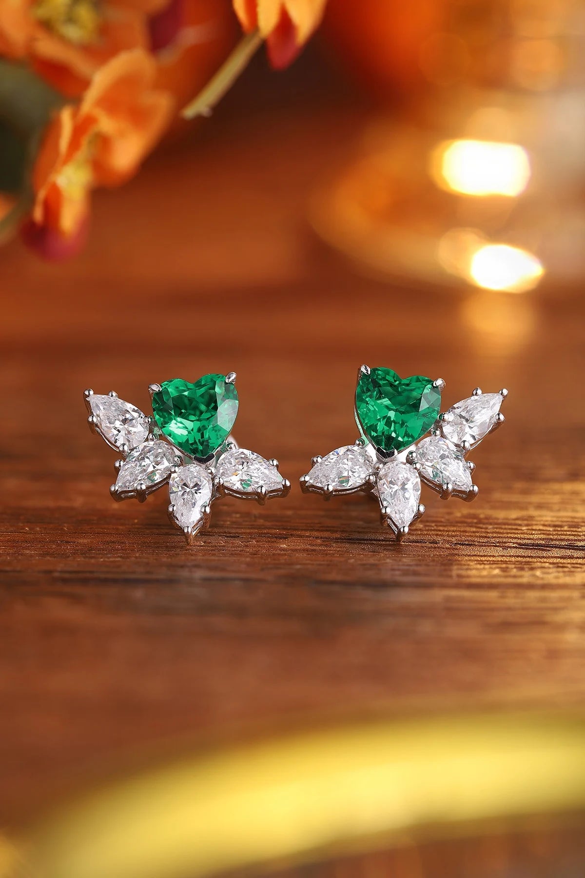 Gemfiori Anster High Quality S925 Lab Grown Emerald Earring Stud Dainty Gemstone Stud Earrings for Women Daily Wear Gift