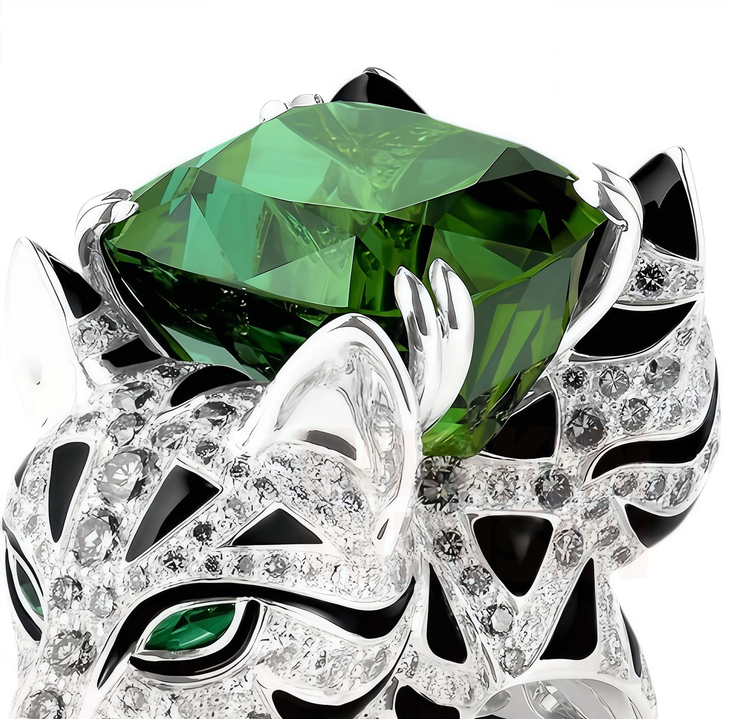MUSHAN Jewelry Factory 925 Sterling Silver Rings for Women 18K Gold Plated Luxury High Carbon Diamond Emerald Leopard Cat Ring