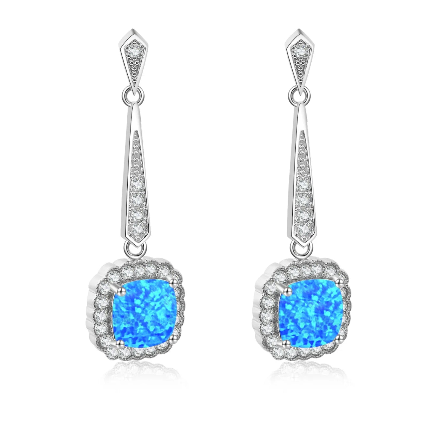 Aobao Women's Christian Bohemian Geometric Stud Earrings with Opal Silver Plated Brass Gift